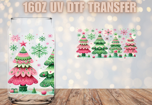 PINK Christmas Trees UV DTF