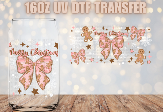 Merry Christmas bow UV DTF