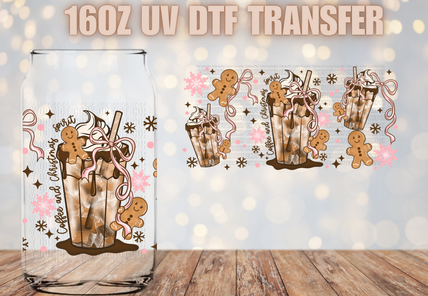 Coffee and Christmas spirit UV DTF