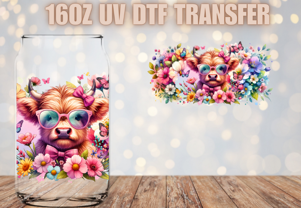 Pastel Colors highland cow UV DTF Wrap