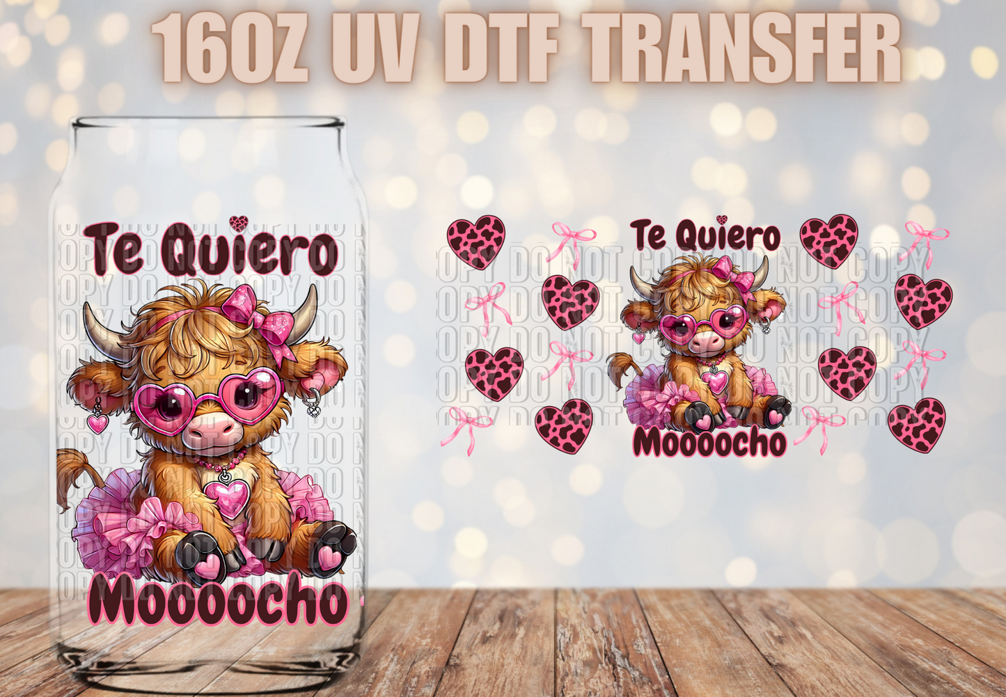 Te quiero  Moochooo pink UV DTF