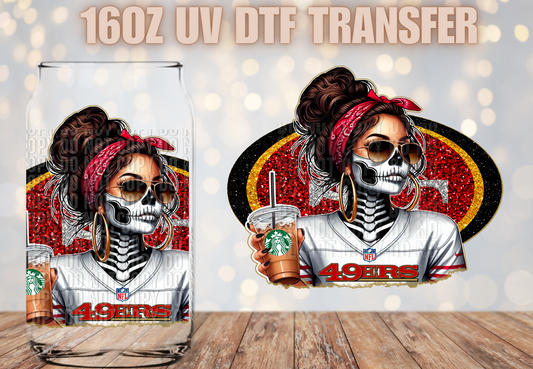 Skellie Girl Football UV DTF Decal