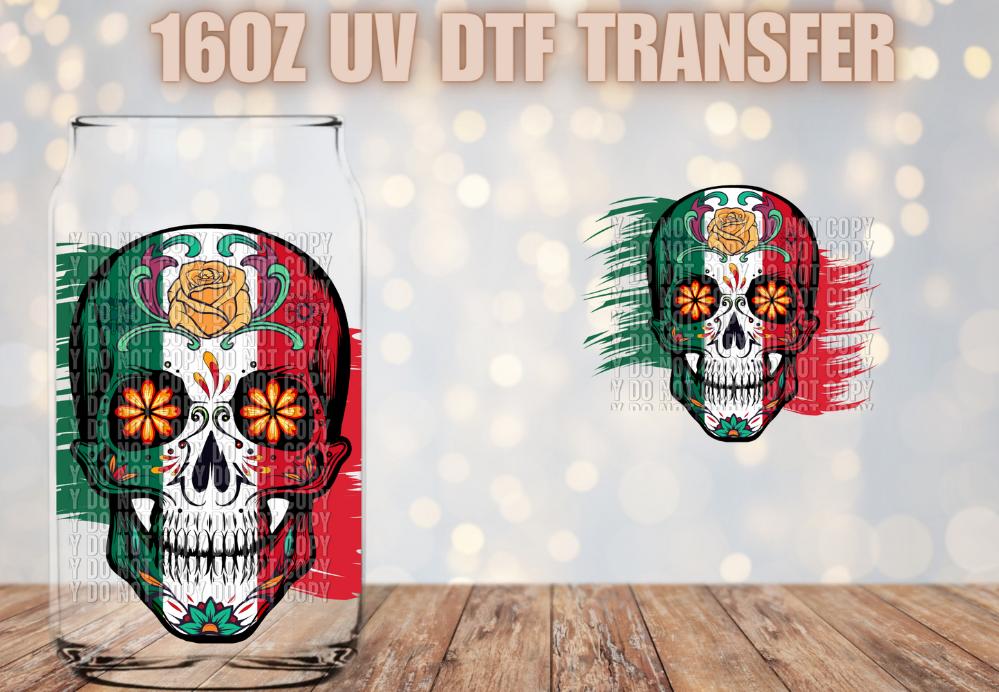 Mexican Sugar skull UV DTF DECAL