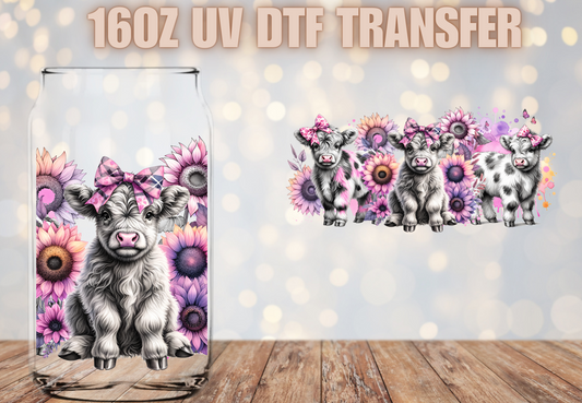 Lavender Pink highland cows   UV DTF Wrap