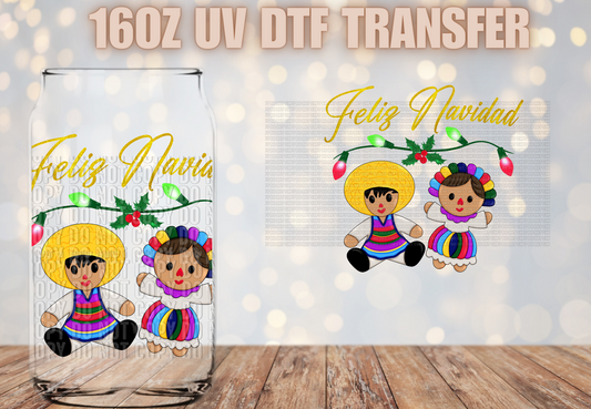 Feliz Navidad Muñequitos UV DTF DECAL
