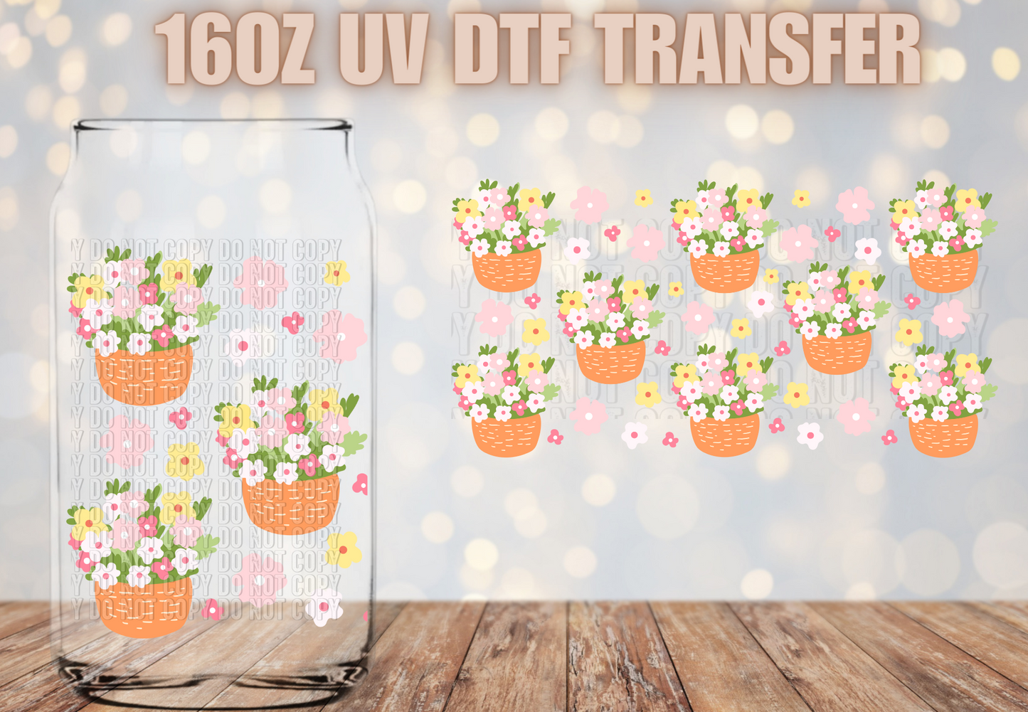 Spring floral pot UV DTF