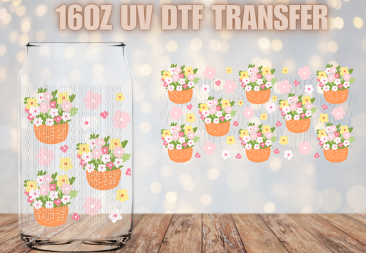 Spring floral pot UV DTF