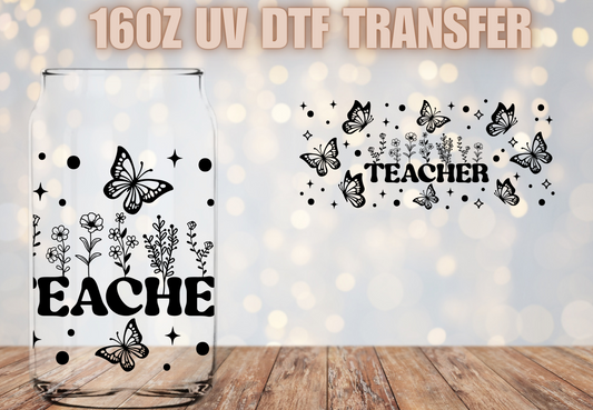 Teacher Black font UV DTF Wrap