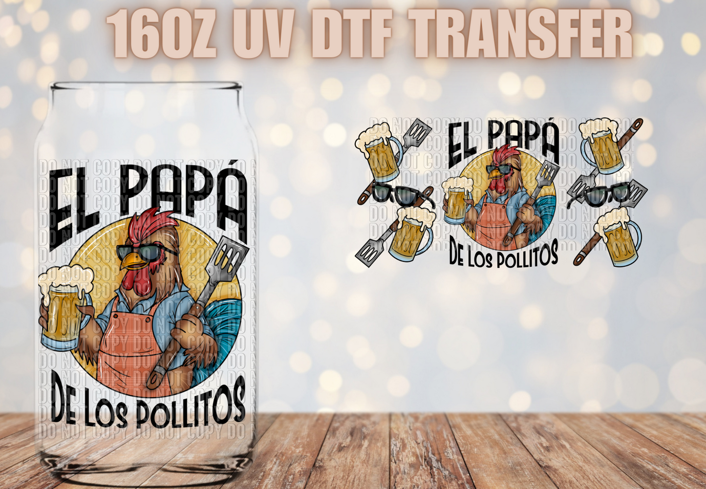 El Papa de los pollitos UV DTF Wrap