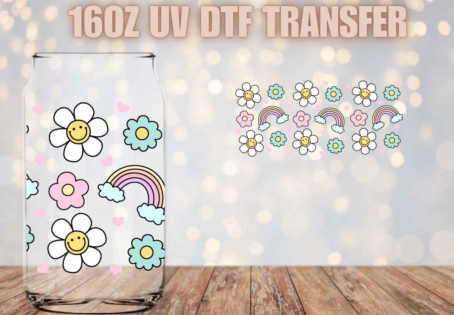 Flowers and rainbows  UV DTF Wrap