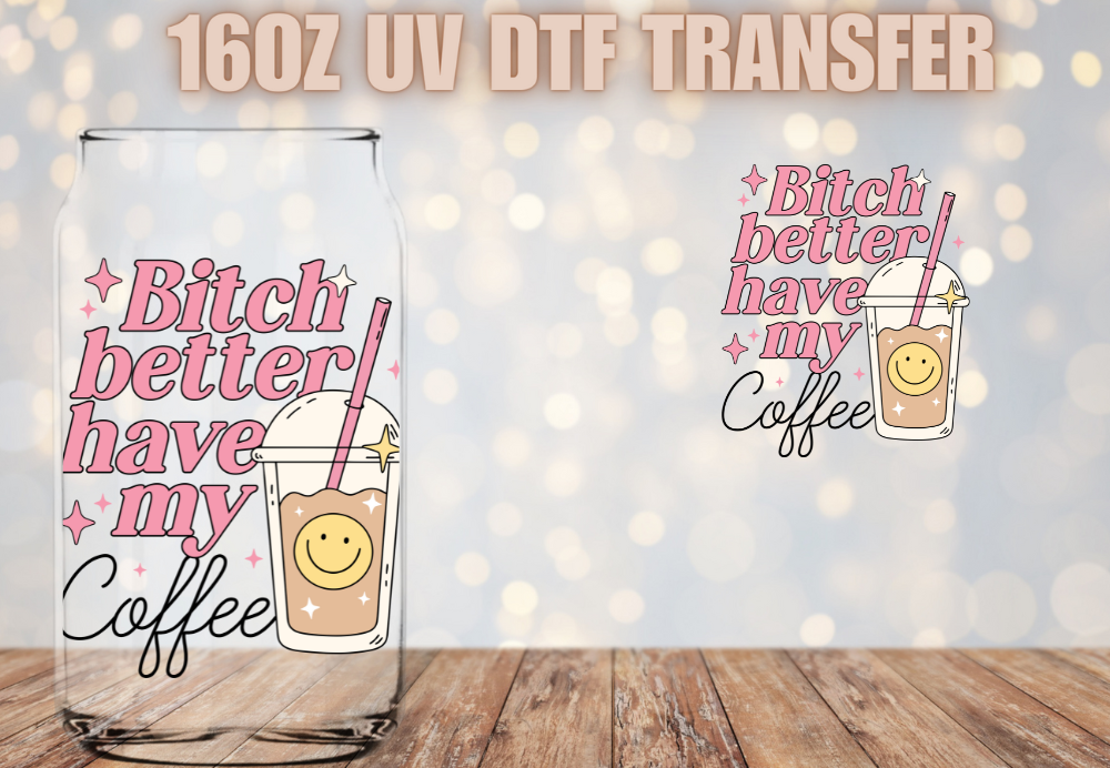 Coffee UV DTF Glass Decal