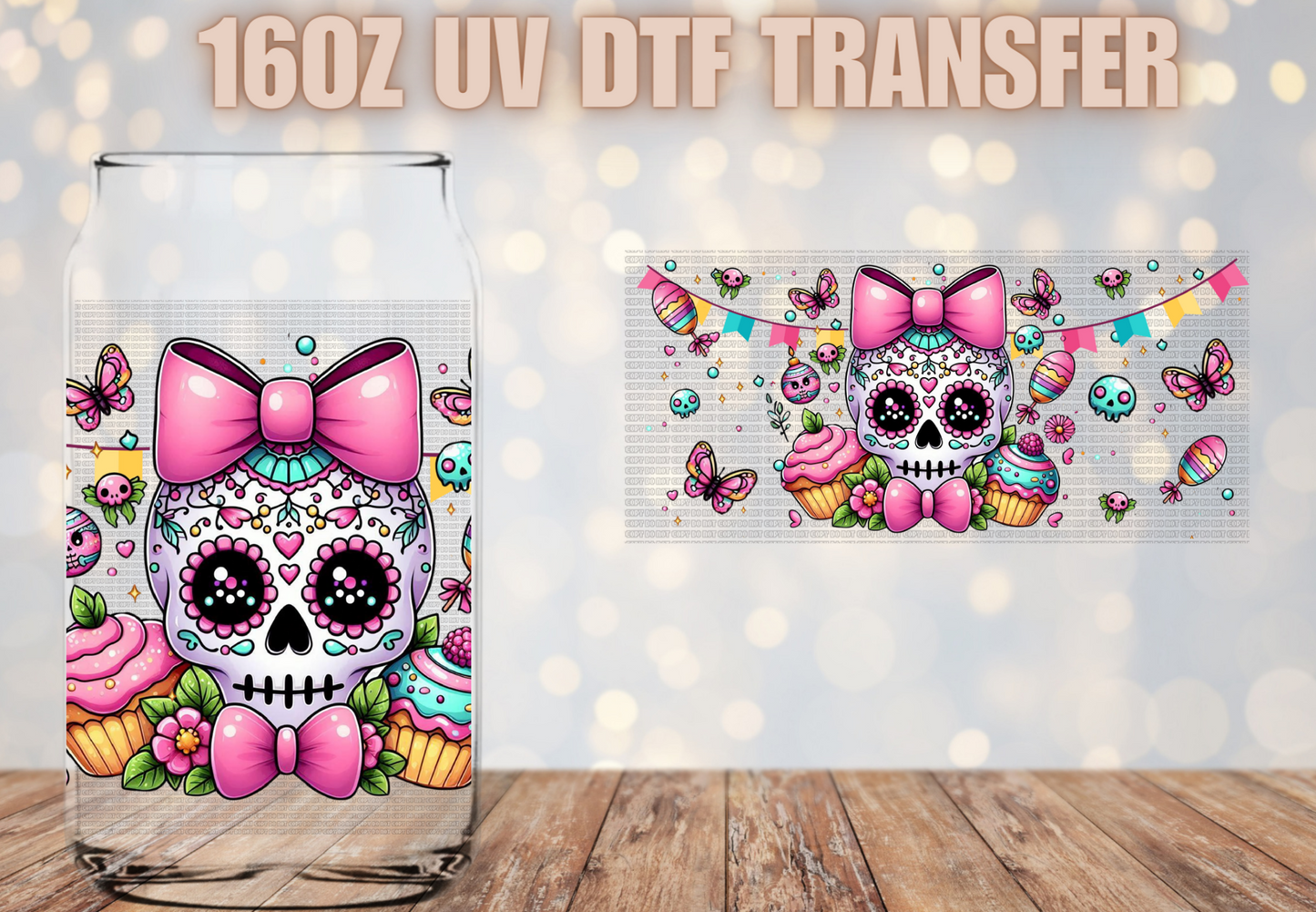 Dia de los muertos skull UV DTF