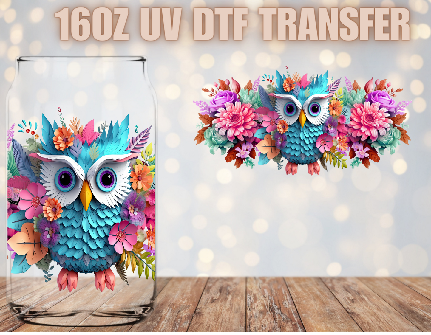 3D Owl  UV DTF Wrap