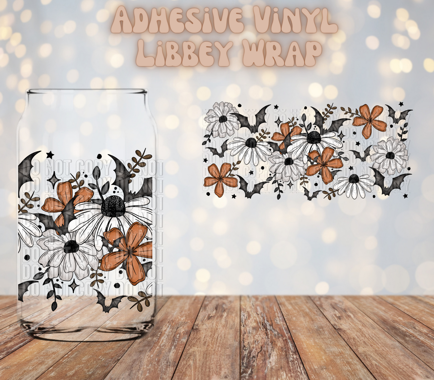 Floral Bats 16oz Libbey Wrap