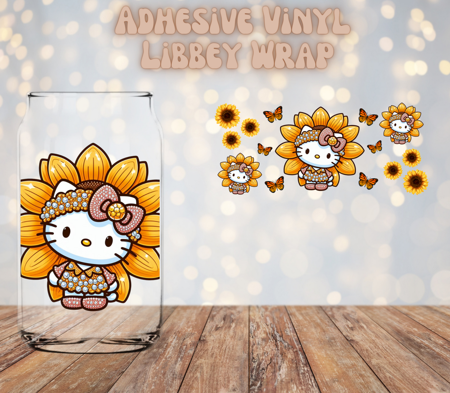 Sunflower Gatita 16oz Libbey Wrap