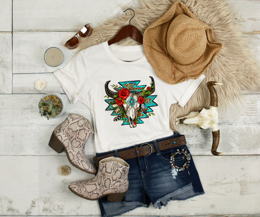Western Skull red roses