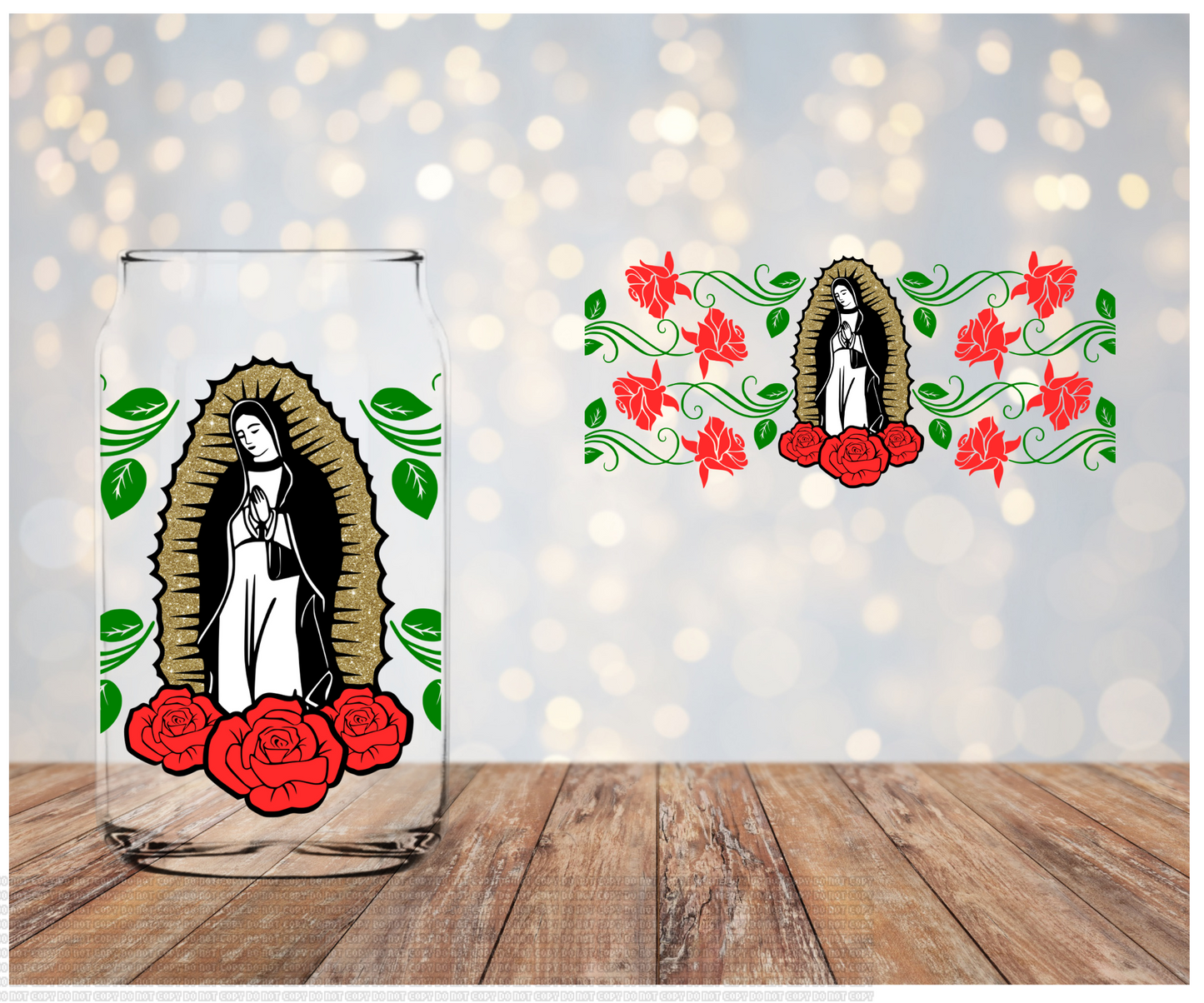 Virgen Red Roses Libbey Sublimation Transfer