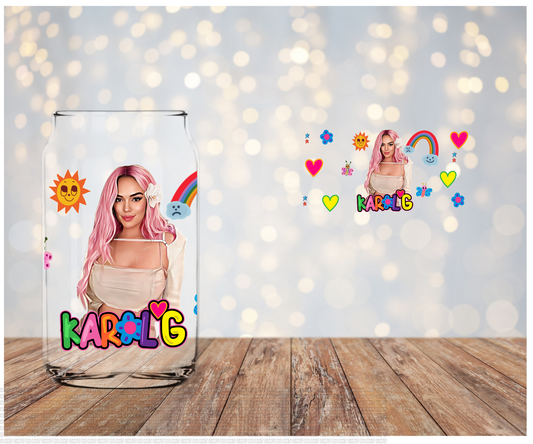 Karol G Pink Hair #2 Libbey Sublimation Transfer