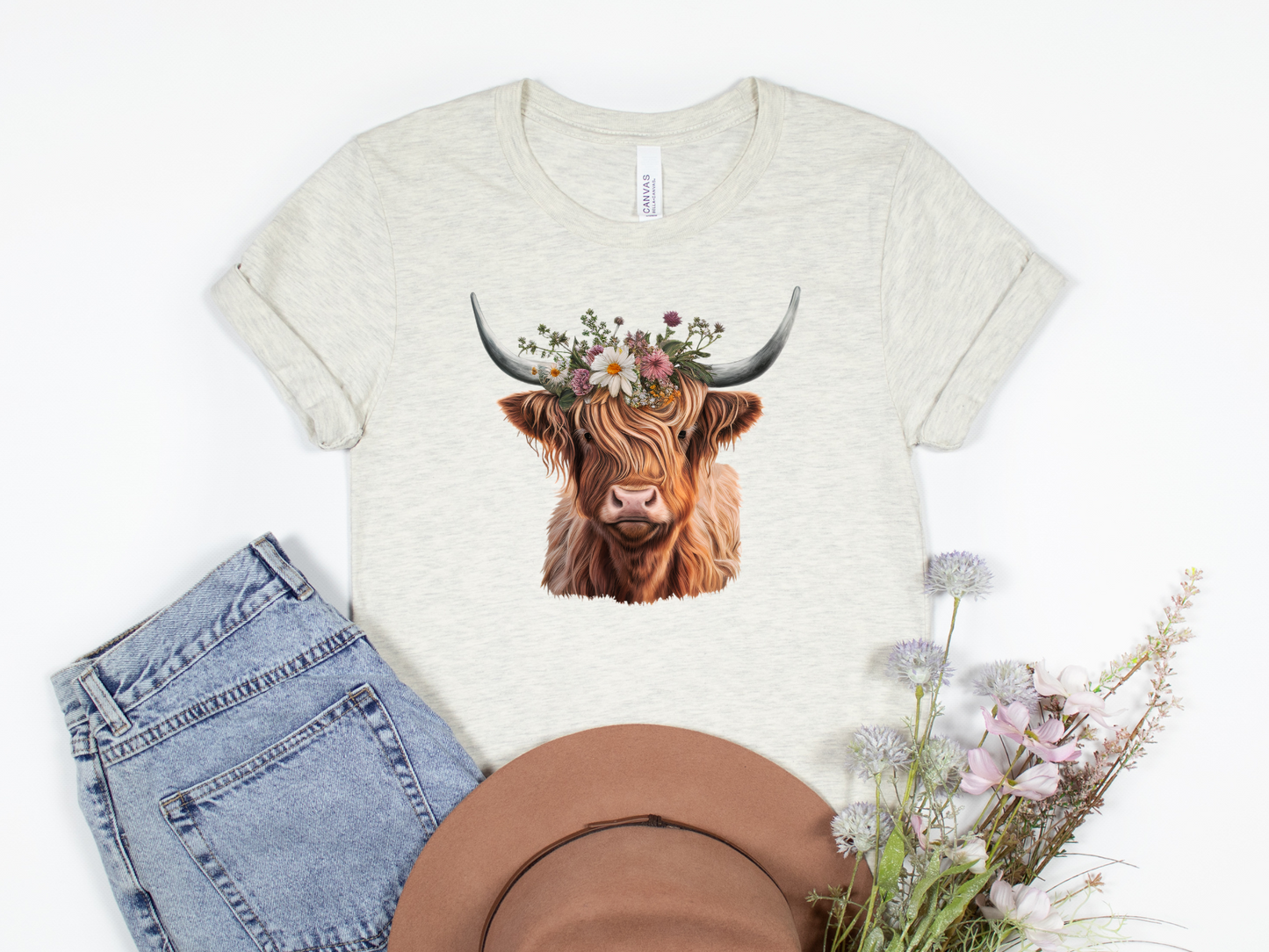 Floral Highland Cow