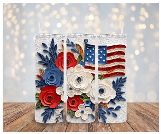 3D 4th of July Flowers Sublimation Transfer