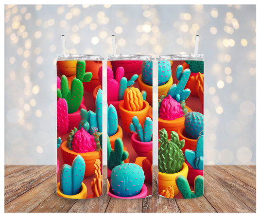 3D Colorful Cactus Sublimation Transfer