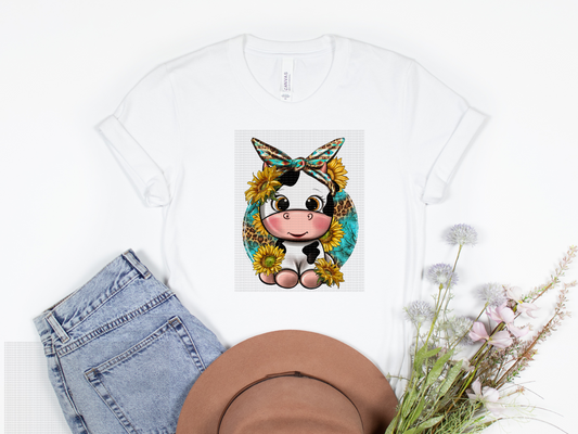 Sunflower Cute Cow Sublimation Transfer
