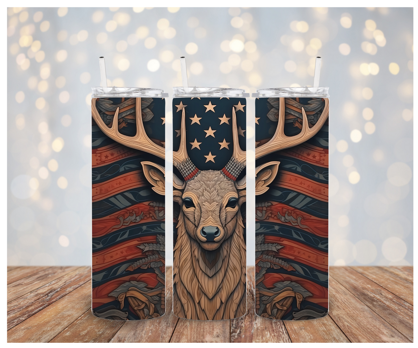 3D Patriotic Deer  Sublimation Transfer