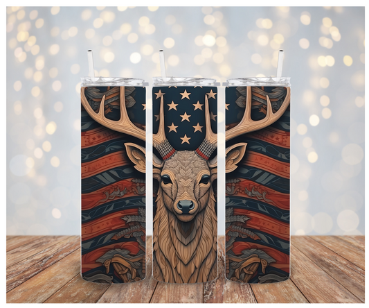 3D Patriotic Deer  Sublimation Transfer