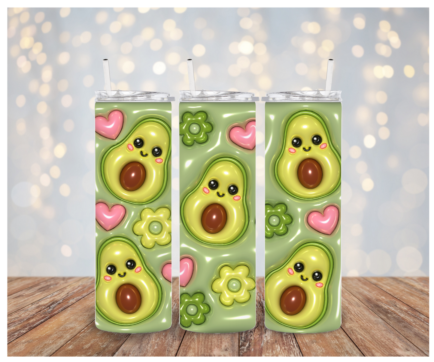 3D Cute Avocados Sublimation Transfer