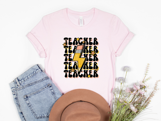 Teacher Lightning Pencil HTV