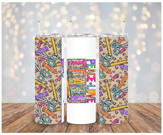 Peace love teach leopard Vinyl  Wrap