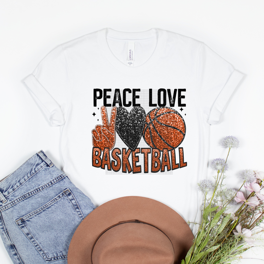 Peace love Basketball faux sequin HTV