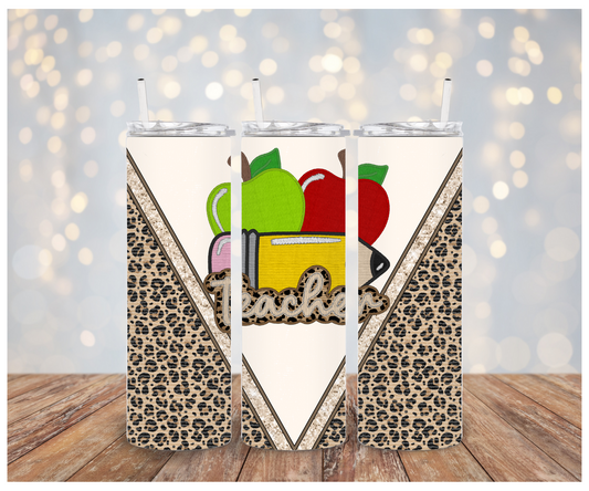 Apples Pencils Leopard Teacher Sublimation Wrap