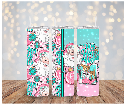 HO HO HO Pink aqua santa  Sublimation Wrap