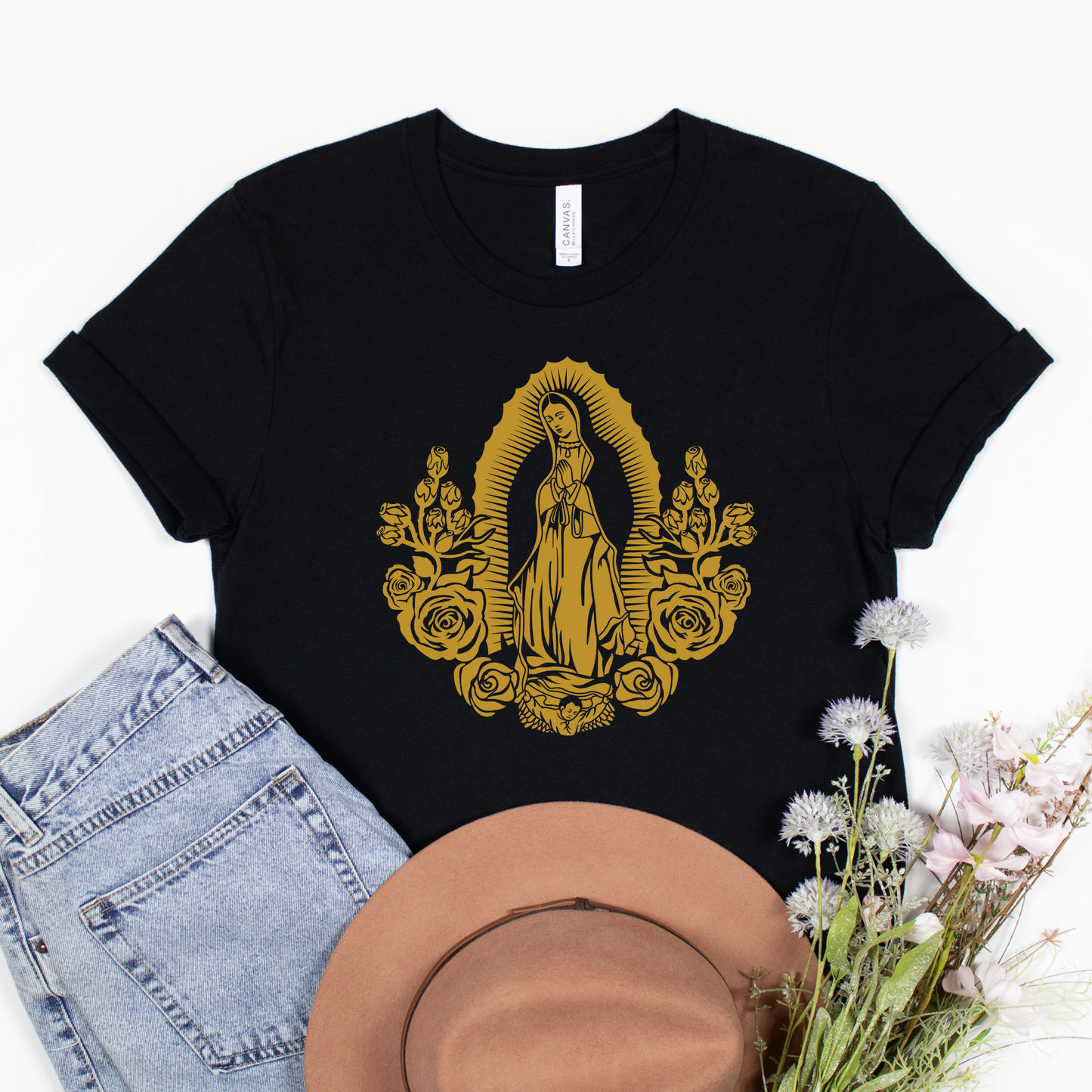 Virgen Maria Roses Gold Metallic