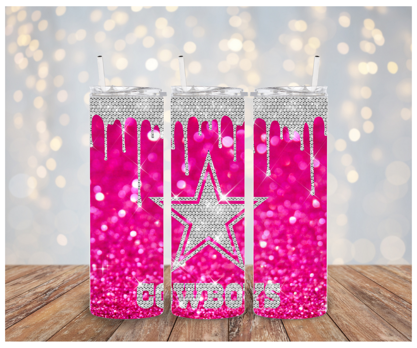 Cowboys Pink Glitter drip Vinyl Wrap