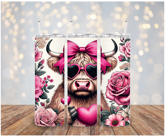 Highland cow hot pink bow Adhesive Vinyl Wrap