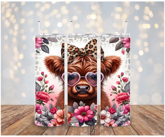 Highland cow leopard bow Adhesive Vinyl Wrap