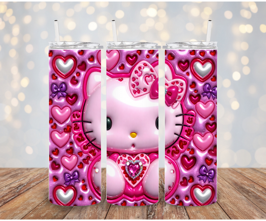 3D Hot Pink kitty Adhesive Vinyl Wrap