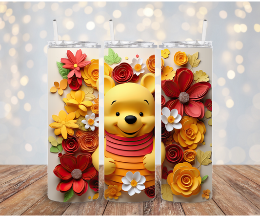 3D Floral honey bear  Sublimation Transfer