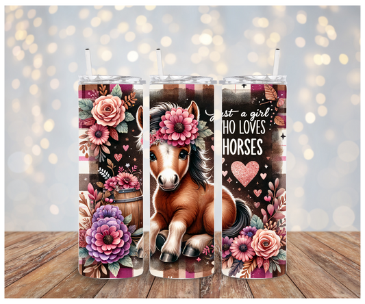 Just a girl who loves horses plaid Sublimation Transfer