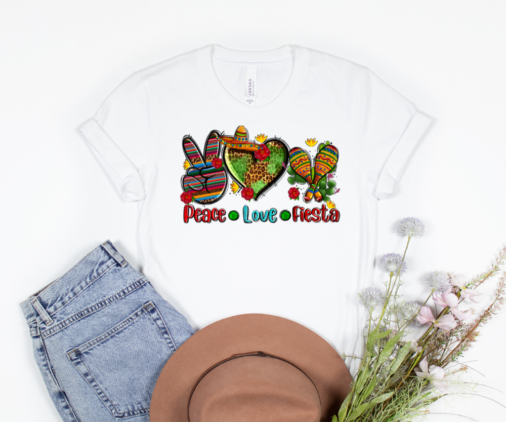 Peace Love Fiesta Clear Film Screen Print