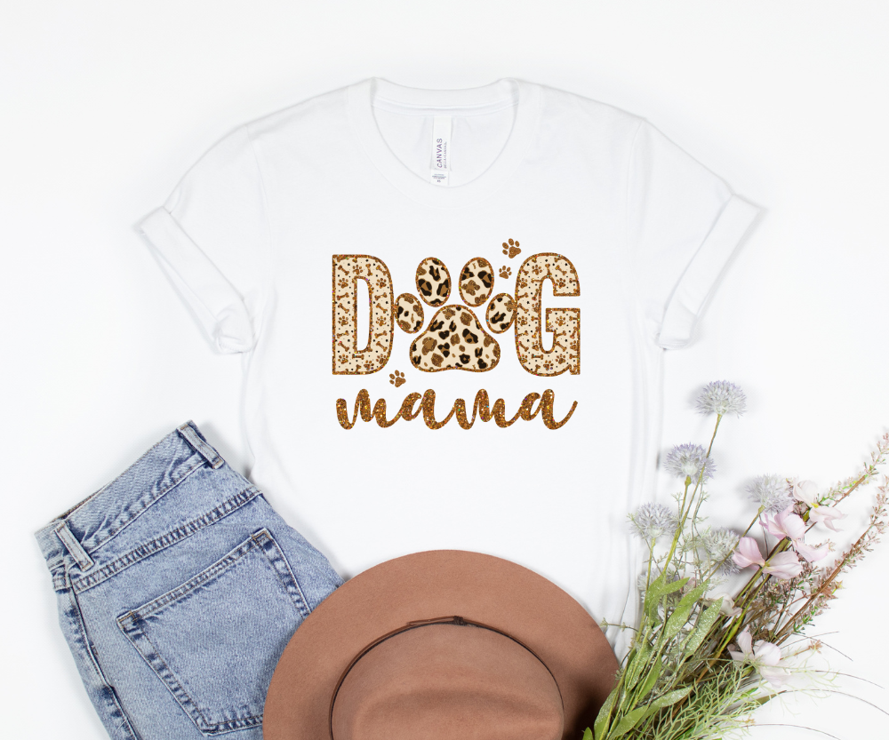 Dog Mama "printed gold glitter"  Clear Film Screen Print
