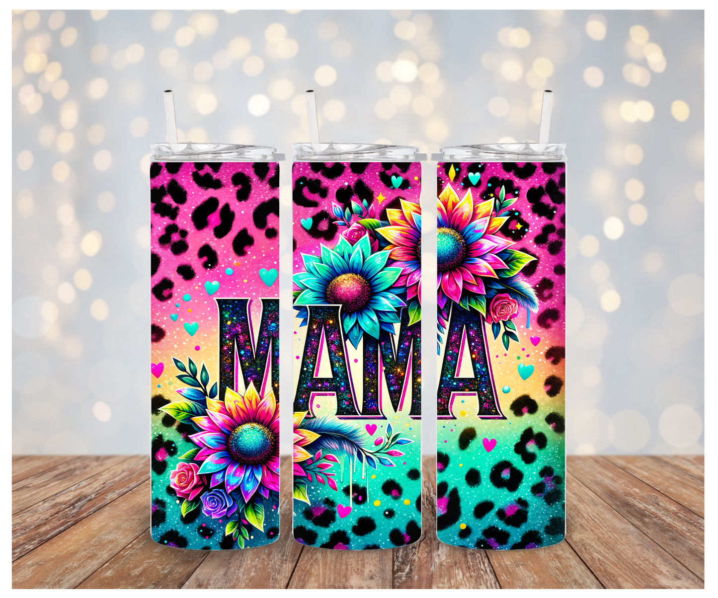 Leopard mama colorful sunflowers Sublimation Transfer