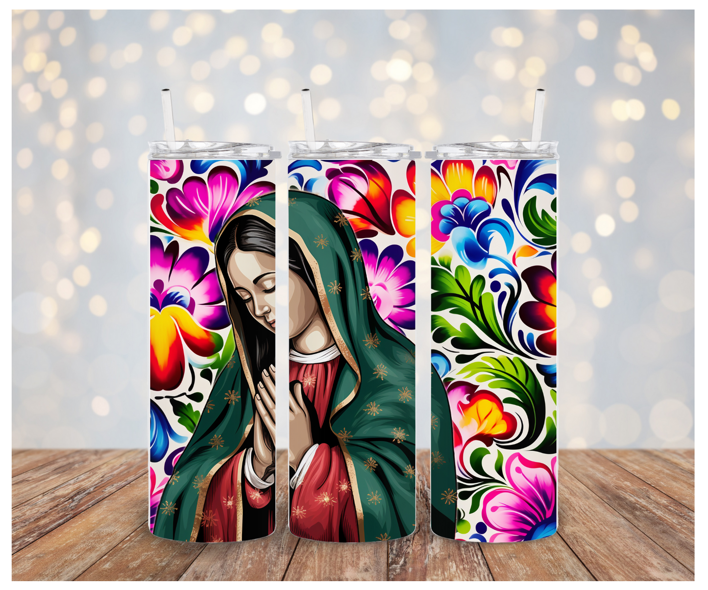 Virgen Maria Mexican floral Sublimation Transfer