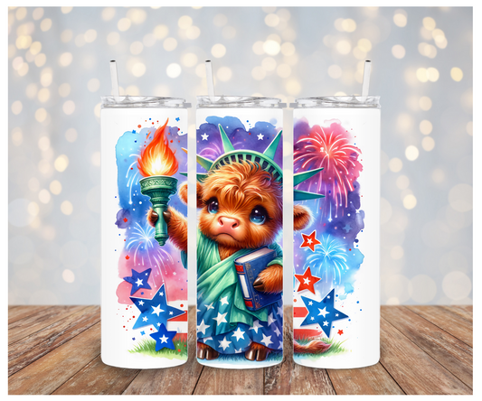 Statue of liberty Highland Cow  Sublimation Transfer