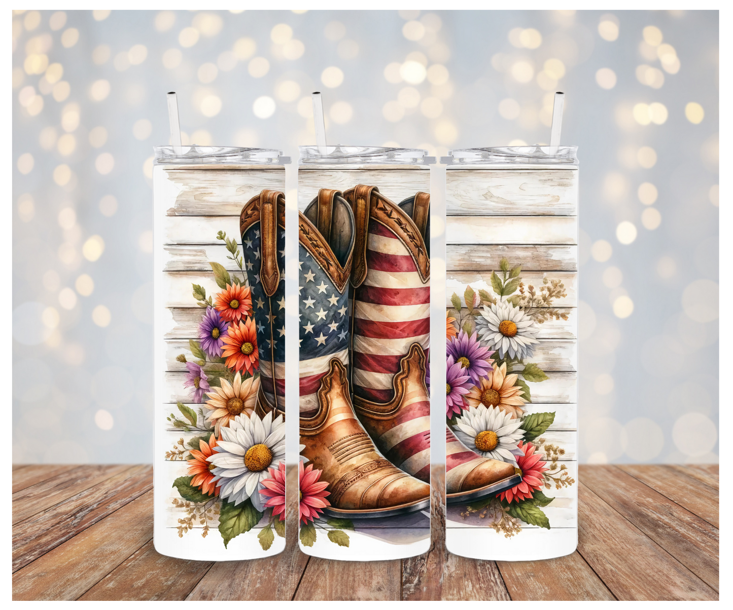 4th Of July floral boots Sublimation Transfer