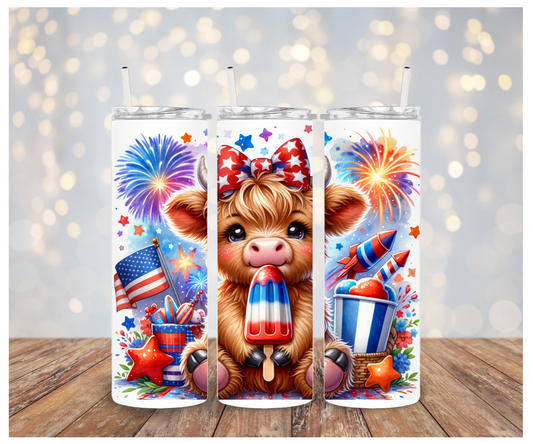 4th Of July Highland cow popsicle Sublimation Transfer