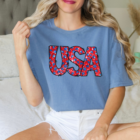 USA Faux sequin Print Clear Film Screen Print