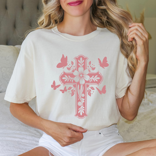 Floral Cross (Dusty Rose)